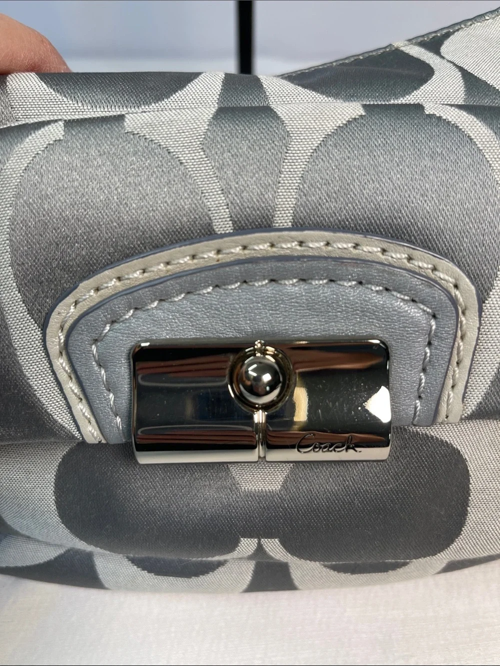 Coach E1093-14902 Kristen Signature Sateen Crossbody Blue Mist NWT